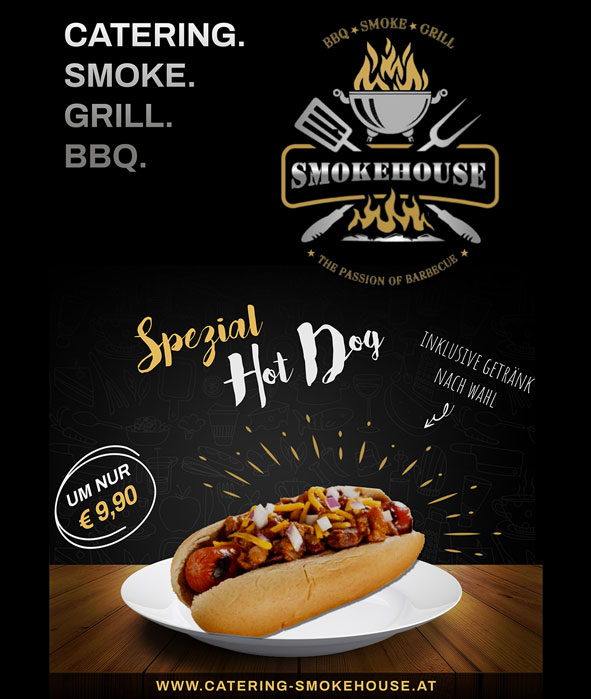 Spezial Hot Dog + 1 Getränk nach Wahl (Bier & Wein 0,3l): Smokehouse
